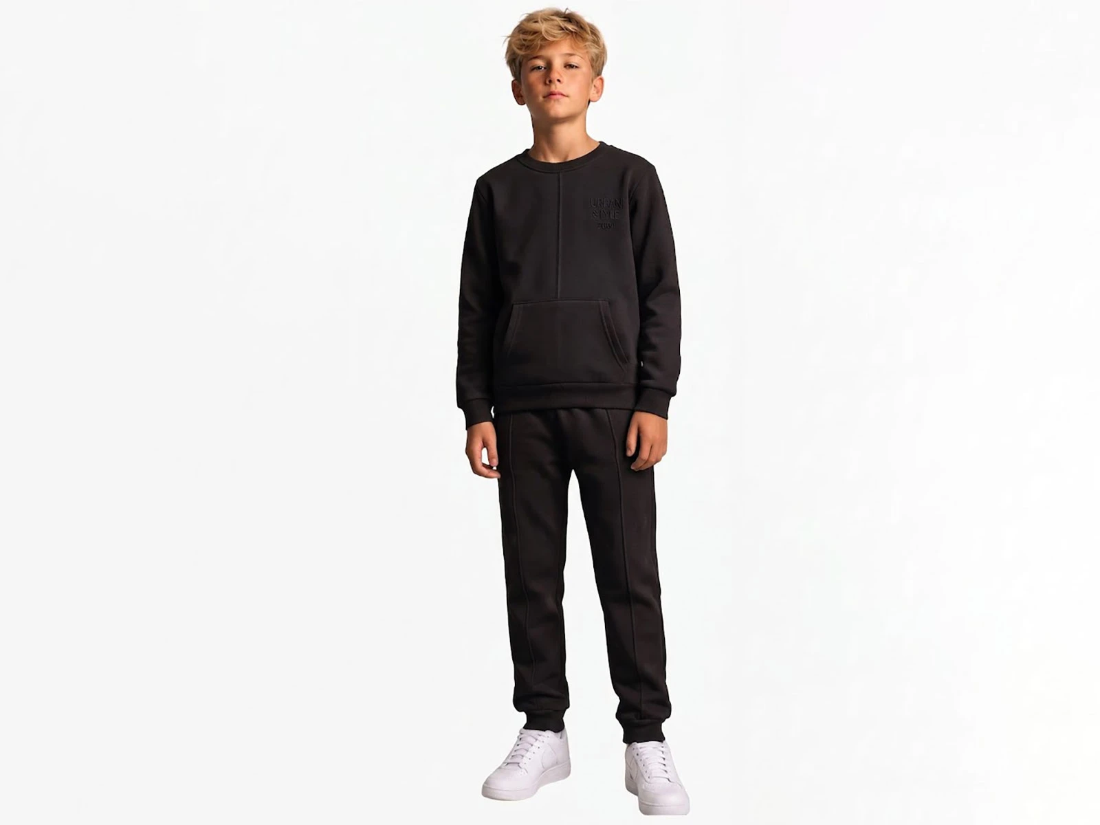 Toptan KOSKA Urban Style Baskılı Kanguru Cepli 3 İp Şardonlu Erkek Takım  Toptan Bebek Çocuk Giyim - Beniz Kids