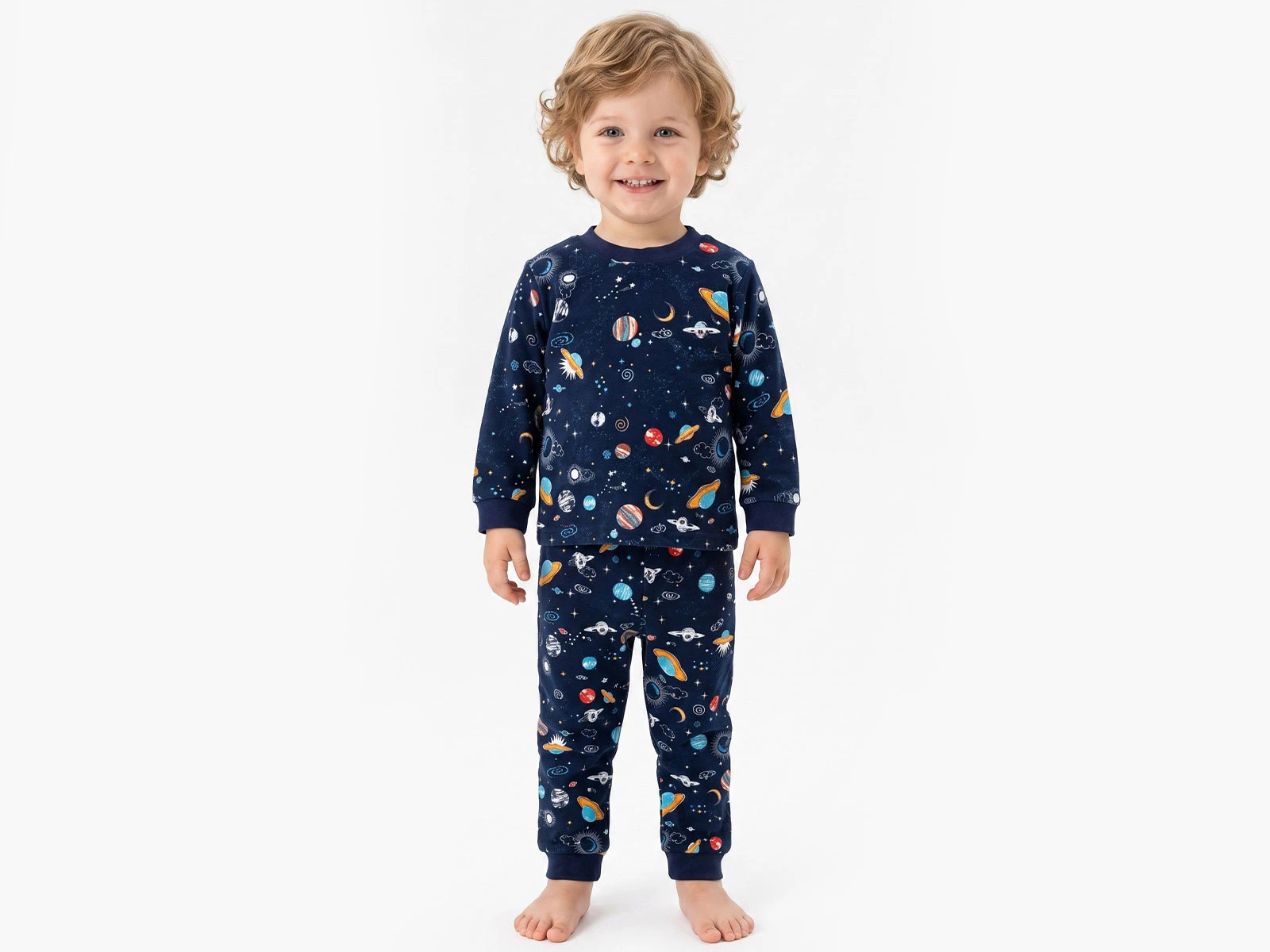 Uzay Desenli Erkek Bebe Pijama Takım 