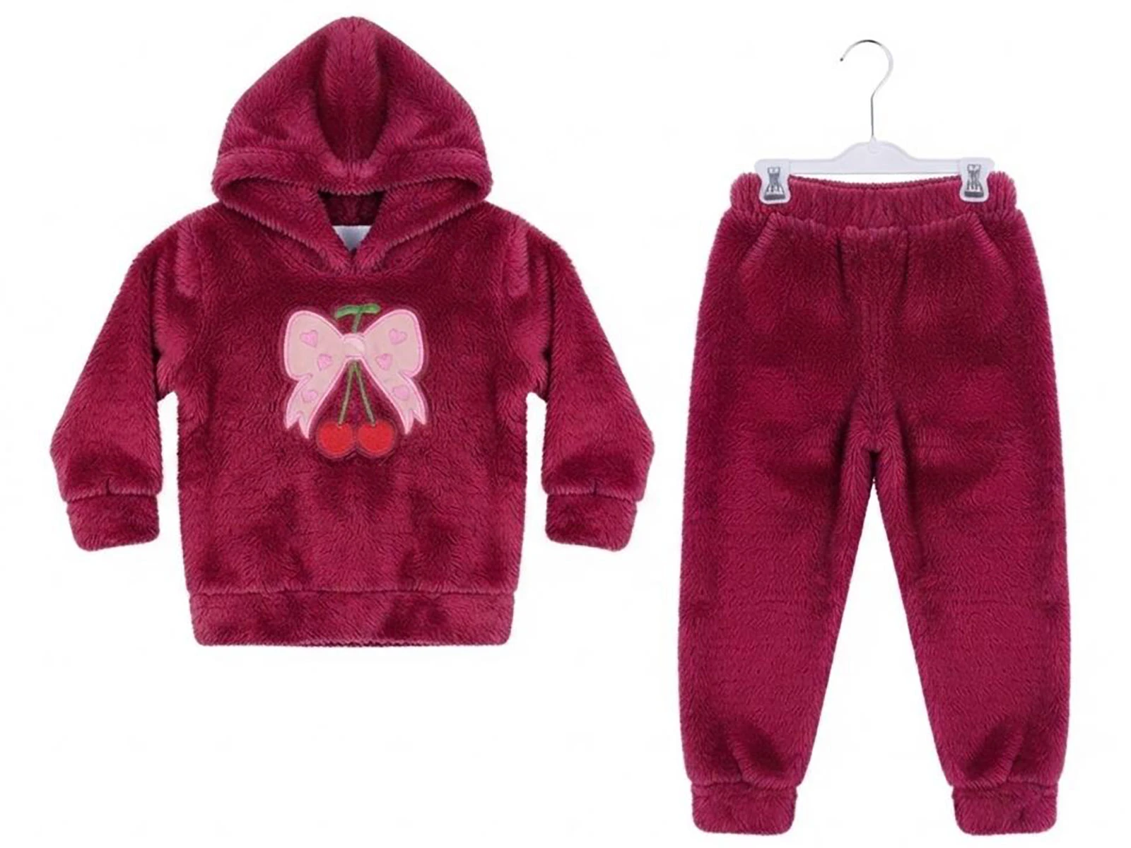 Toptan CMK Vişne & Fiyonk Nakışlı Well Soft Kız Takım  Toptan Bebek Çocuk Giyim - Beniz Kids