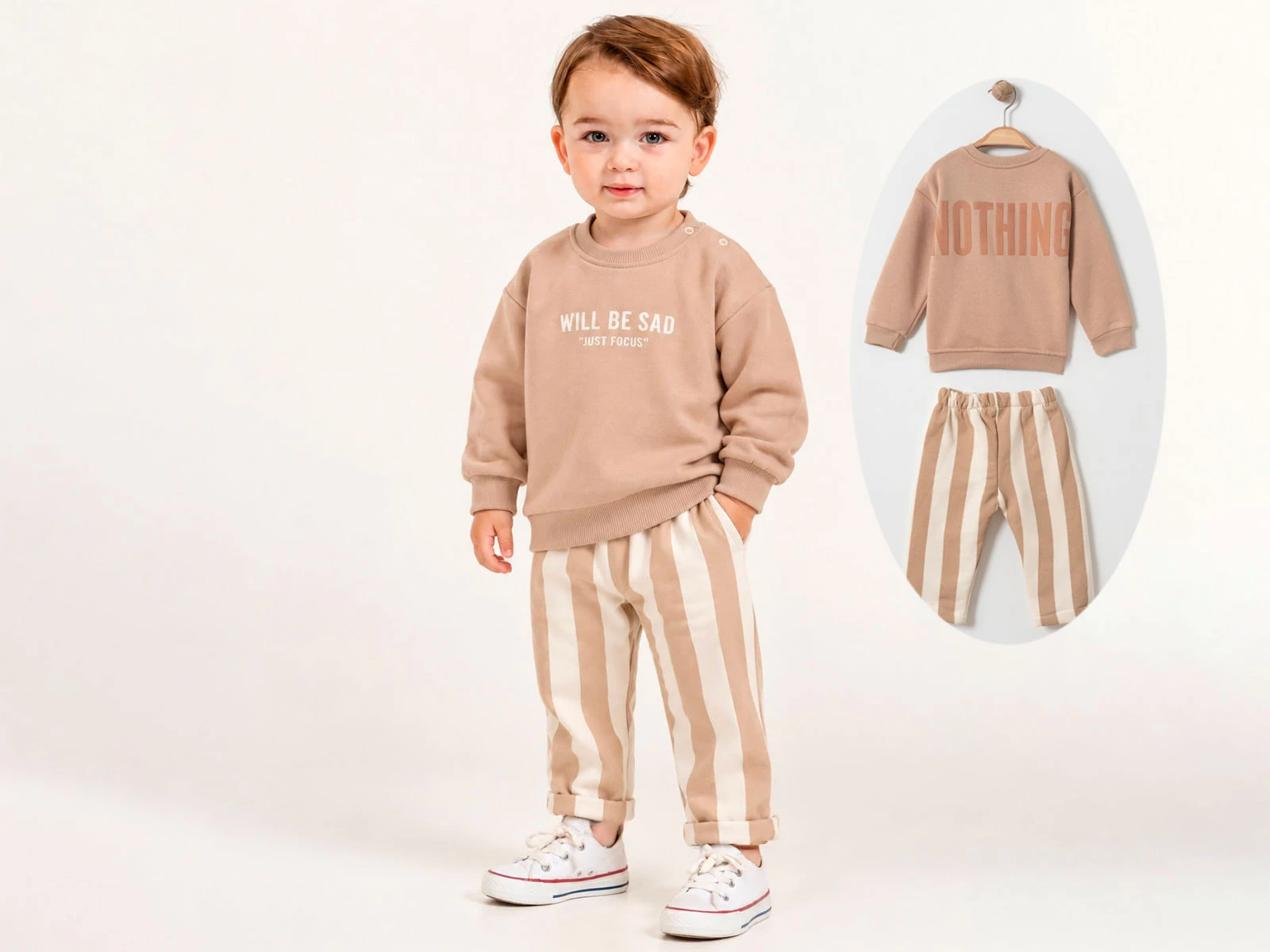 Toptan ÇITIR KİDS Wıll Be Sad Baskılı 3 İp Şardonlu Erkek Bebe Takım  Toptan Bebek Çocuk Giyim - Beniz Kids