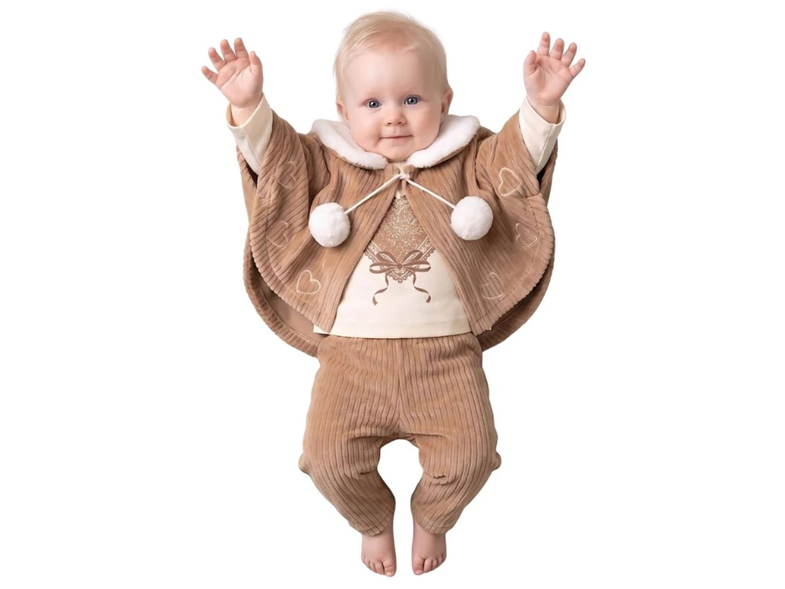 Toptan ELCİ BABY Yarasa Kol Detay 3'lü Kız Bebek Takım Toptan Bebek Çocuk Giyim - Beniz Kids