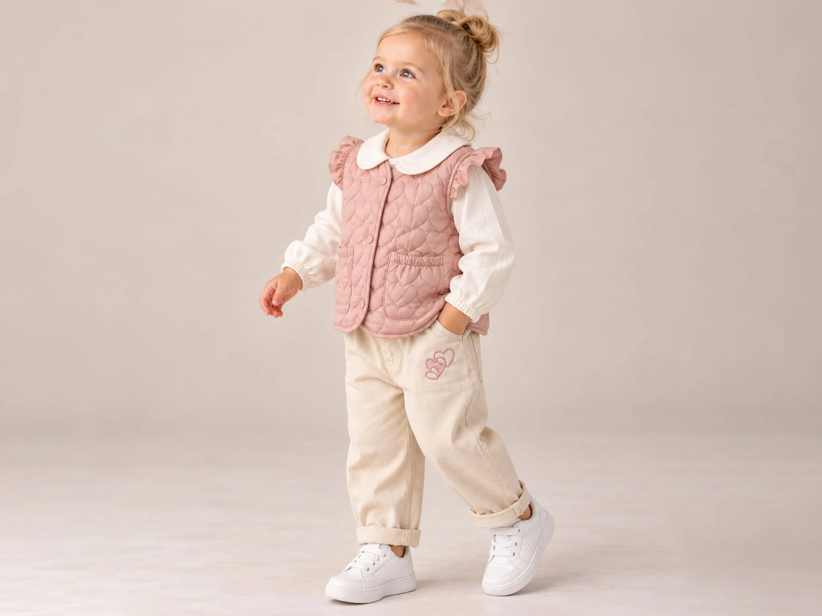 Toptan ECOLKIZ Yelekli Üçlü Kız Takım Toptan Bebek Çocuk Giyim - Beniz Kids