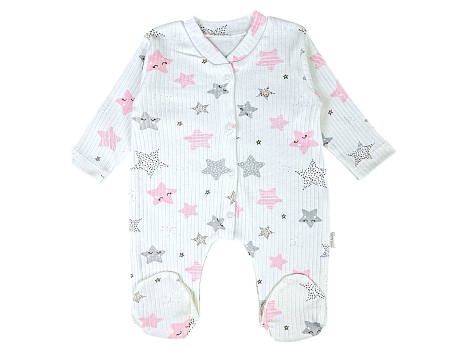 Yıldız Desenli Raporlu Patikli Unisex Bebe Tulum