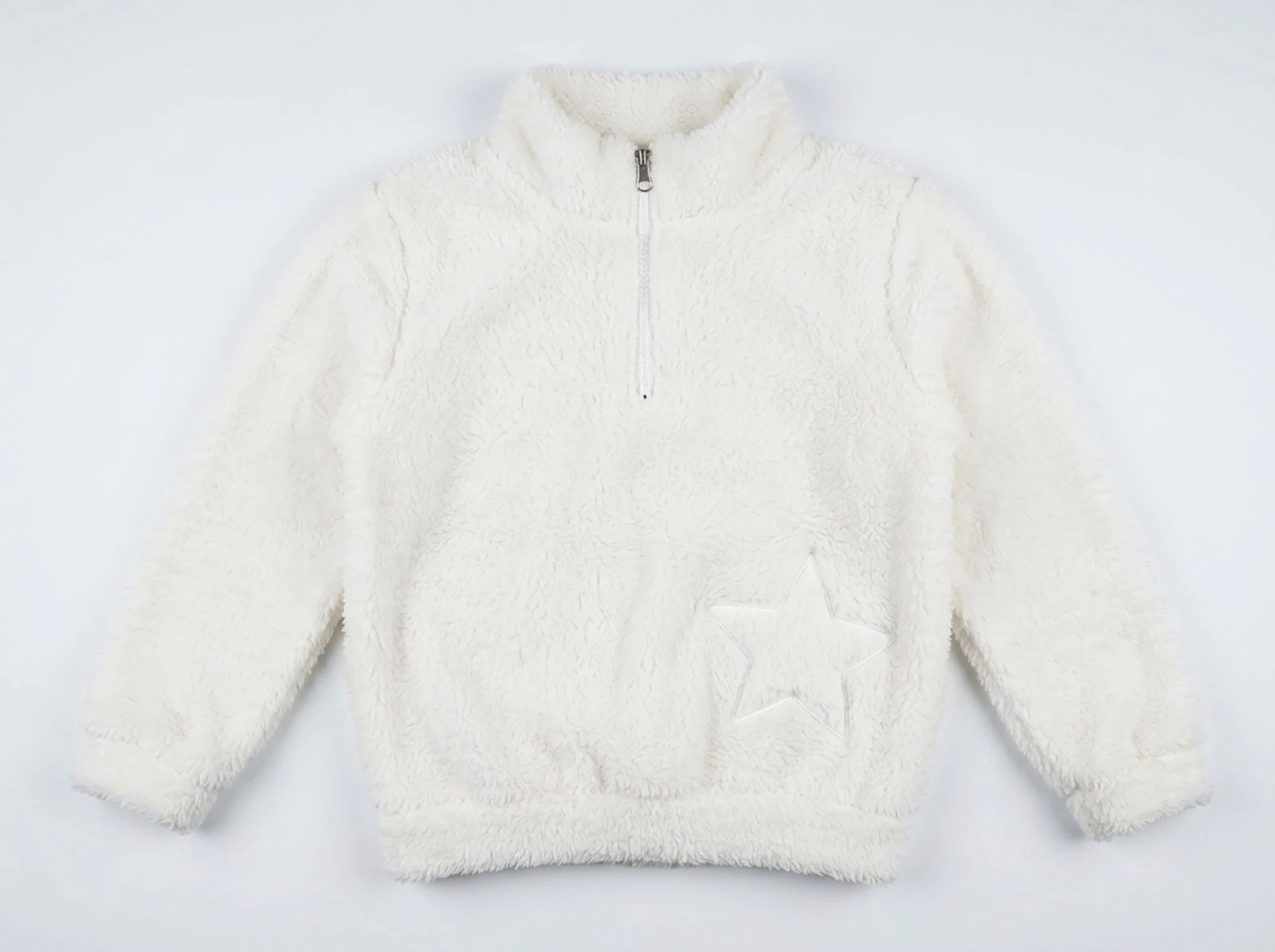 Toptan MENSİS Yıldız Nakışlı Yarım Fermuarlı Welsoft Peluş Kız Sweat Toptan Bebek Çocuk Giyim - Beniz Kids