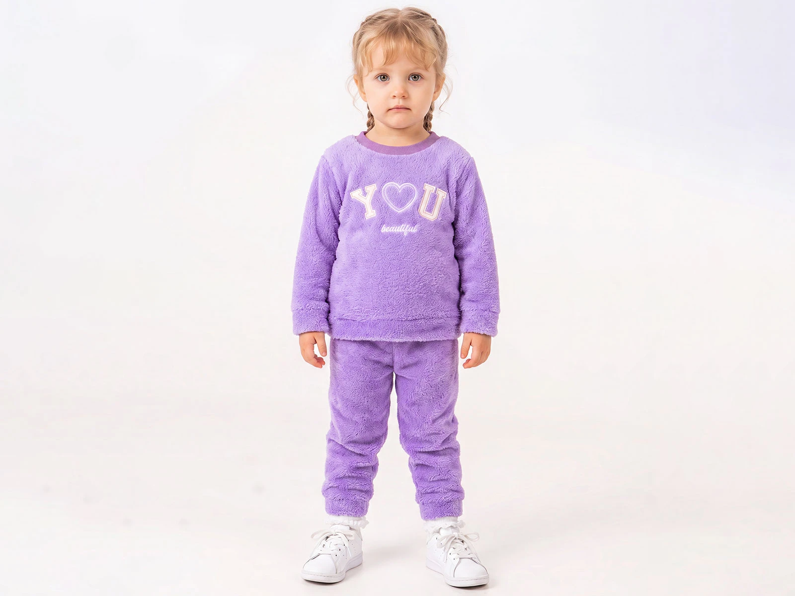Toptan LİZARD You Nakışlı Well Soft Peluş Kız Takım  Toptan Bebek Çocuk Giyim - Beniz Kids