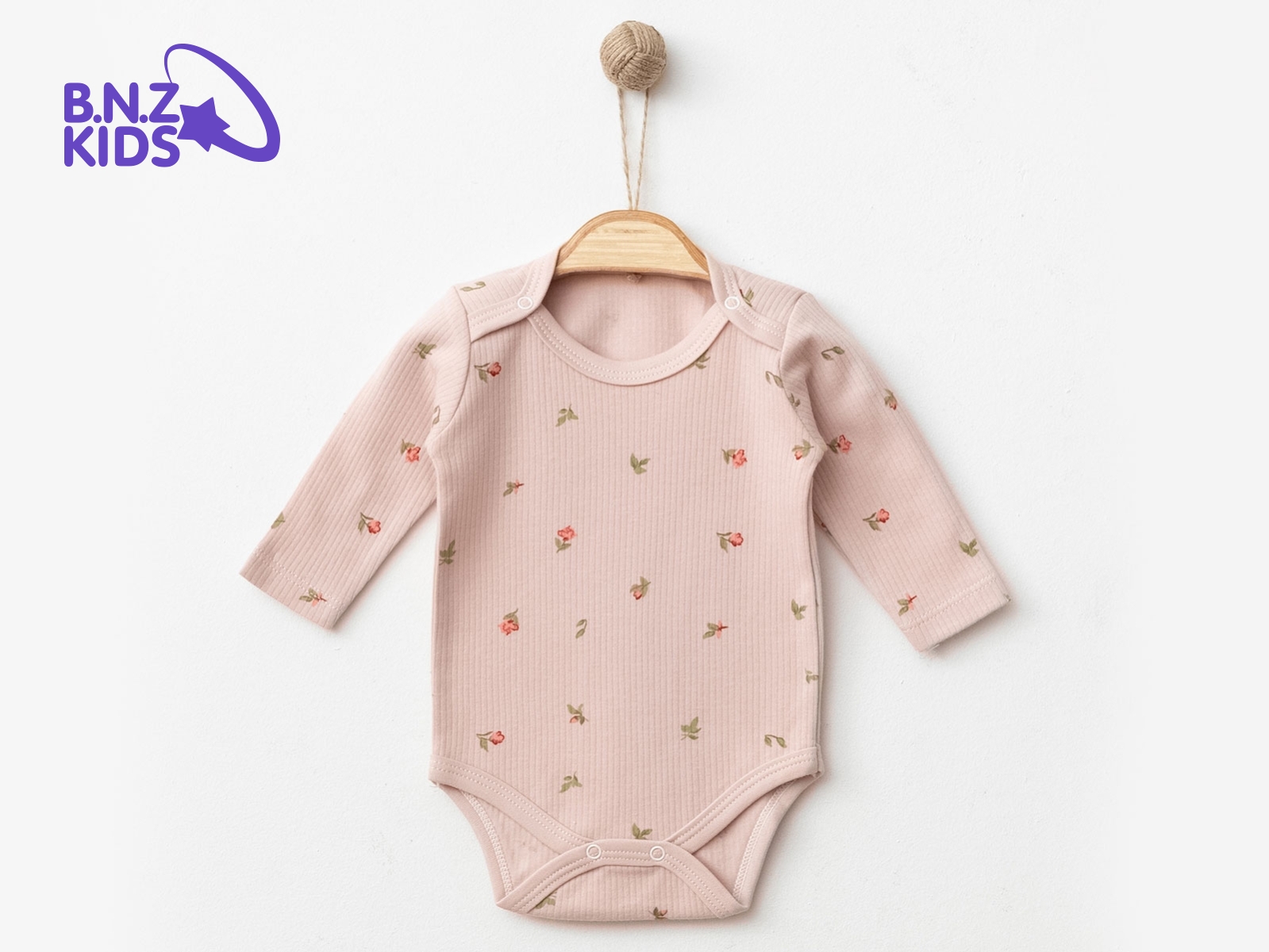 Toptan NAYINOM Lale Desenli Raporlu Kız Çıtçıtlı Badi Toptan Bebek Çocuk Giyim - Beniz Kids