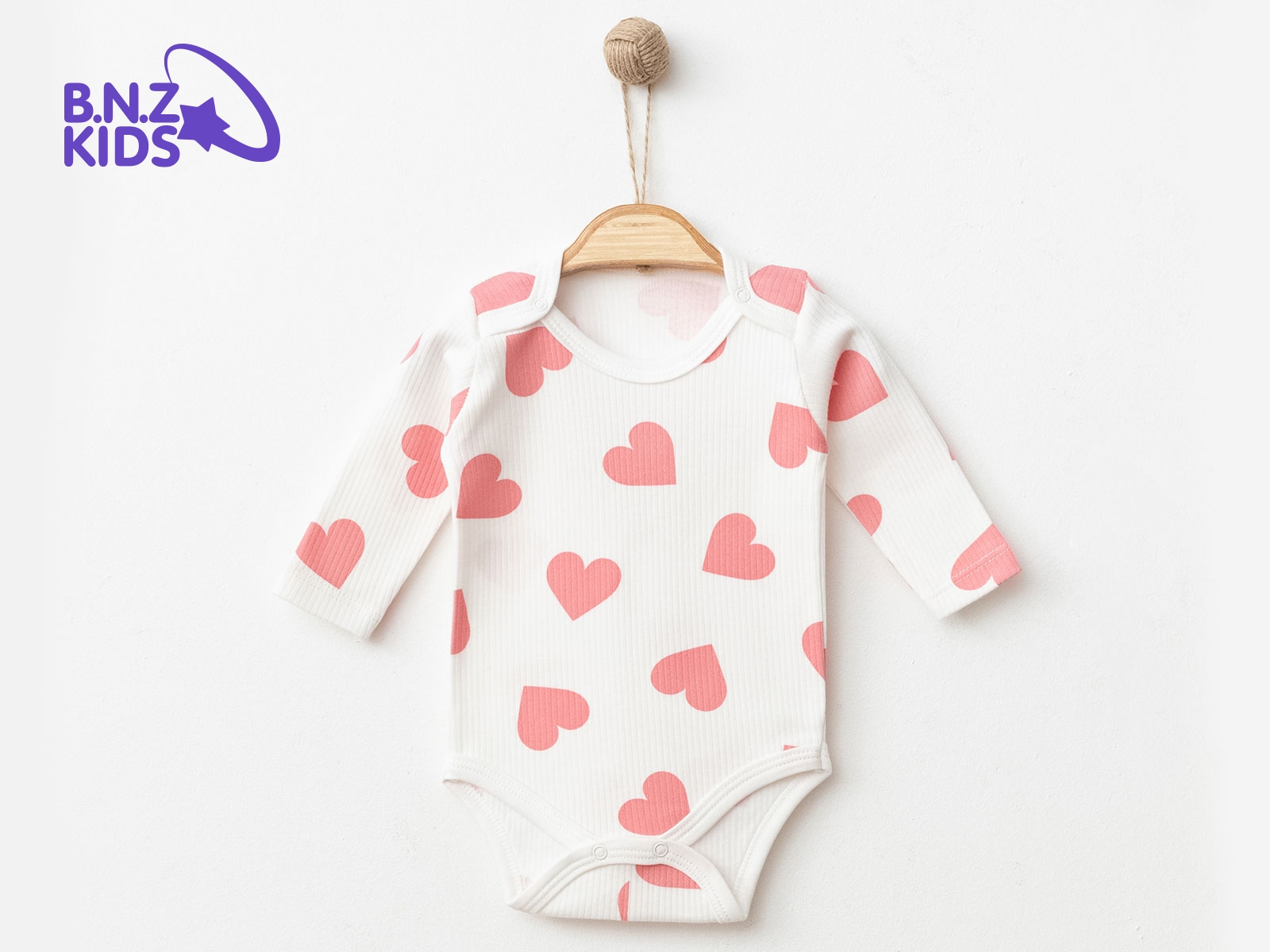 Toptan NAYINOM Kalp Desenli Raporlu Kız Çıtçıtlı Badi Toptan Bebek Çocuk Giyim - Beniz Kids