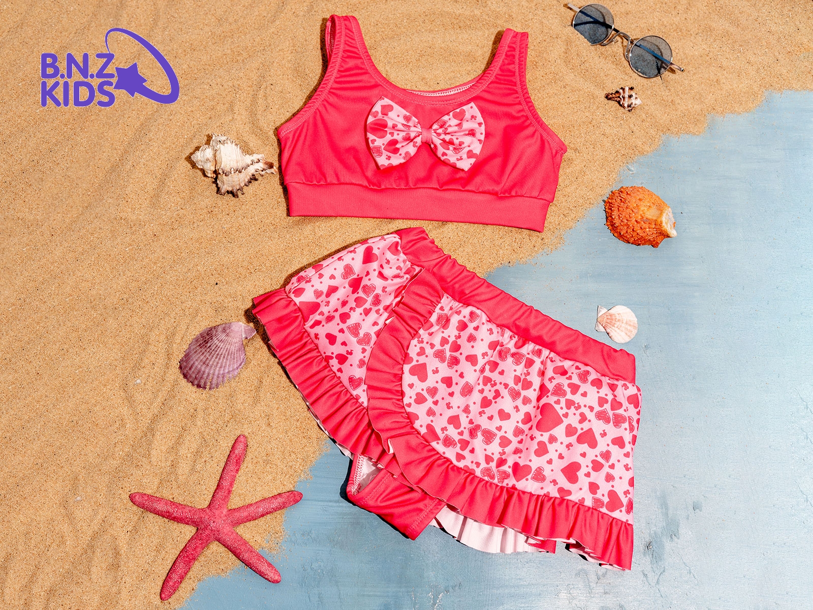 Fiyonk Detaylı Fırfırlı Kız Mayo Bikini Takım