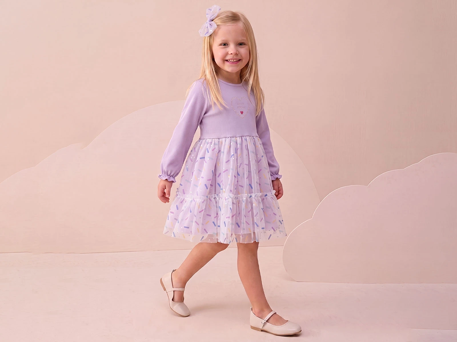 Toptan BUPPER kalp Nakışlı Tokalı Kaşkorse Elbise Toptan Bebek Çocuk Giyim - Beniz Kids