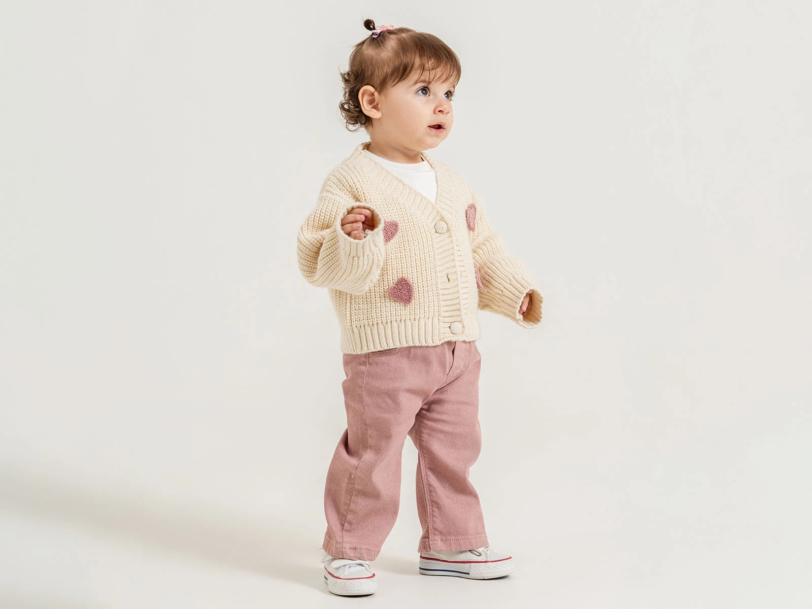 Toptan PAMPAL KİDS Kalp Nakışlı Triko Hırkalı Üçlü Kız Takım Toptan Bebek Çocuk Giyim - Beniz Kids