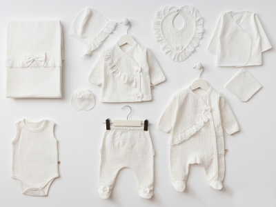 Toptan MİNİZEYN 10lü Kız Bebe Hastane Çıkışı Set White - Beniz Bebe