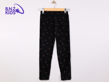 Toptan TURAN KİDS Desenli Kadife Tayt Black - Beniz Bebe