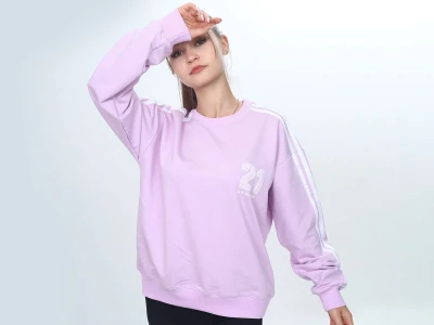 Toptan VIZVIZ 21 Ladies Baskılı 2 İp Kız Sweat  AÇIK LİLA - Beniz Bebe