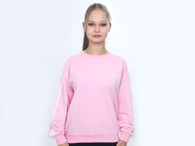 Toptan VIZVIZ 21 Ladies Baskılı 2 İp Kız Sweat  PEMBE - Beniz Bebe