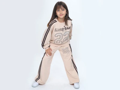 Toptan VIZVIZ 22 Baskılı Taş İşemeli 2 İp Kız Takım  - Toptan Çocuk Giyim Beniz Kids