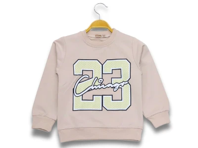 Toptan DIGIDIK KİDS 23 Baskılı 2 İp Erkek Sweat  BEJ - Beniz Bebe