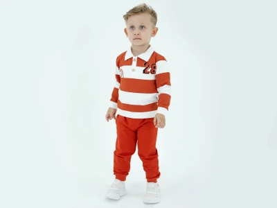 Toptan BICIR KİDS 28 Baskılı Çizgili Erkek Takım  البلاط - Beniz Bebe