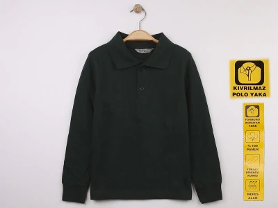 Toptan NZY 2XL Beden Nefti Renk Kıvrılmaz Yaka Okul Polo Yaka Lakos Sweat - Toptan Çocuk Giyim Beniz Kids