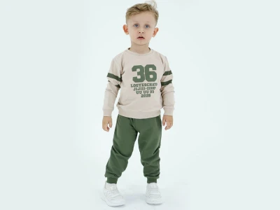 Toptan BICIR KİDS 36 Baskılı Erkek Takım  YEŞİL - Beniz Bebe