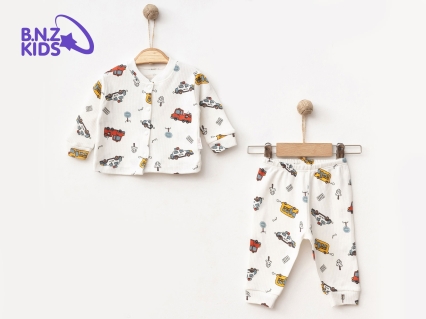 Araba Desenli Raporlu Erkek Bebe Pijama Takım