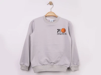 Toptan WENGE KİDS 7 Daily Baskılı 2 İp Erkek Sweat GRİ - Beniz Bebe