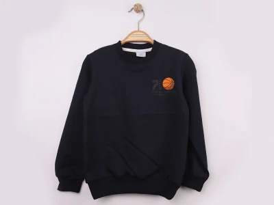 Toptan WENGE KİDS 7 Daily Baskılı 2 İp Erkek Sweat LACİVERT - Beniz Bebe