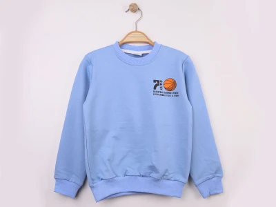 Toptan WENGE KİDS 7 Daily Baskılı 2 İp Erkek Sweat MAVİ - Beniz Bebe