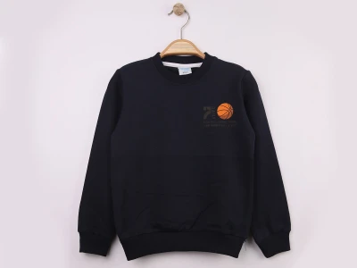 Toptan WENGE KİDS 7 Daily Baskılı 2 İp Erkek Sweat SİYAH - Beniz Bebe