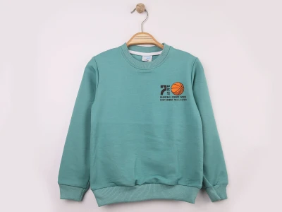 Toptan WENGE KİDS 7 Daily Baskılı 2 İp Erkek Sweat SUYEŞİLİ - Beniz Bebe