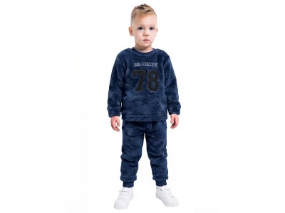 Toptan LİZARD 78 Nakışlı Well Soft Peluş Erkek Takım  темно-синий - Beniz Bebe
