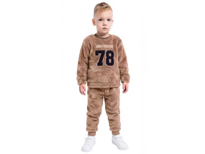 Toptan LİZARD 78 Nakışlı Well Soft Peluş Erkek Takım  Коричневый - Beniz Bebe