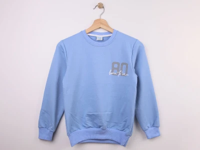 Toptan WENGE KİDS 80 Baskılı Erkek Sweat  MAVİ - Beniz Bebe