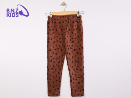 Toptan TURAN KİDS Desenli Kadife Tayt Brown - Beniz Bebe