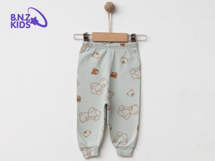 Ayıcık Desenli Raporlu Unisex Bebe Tek Alt