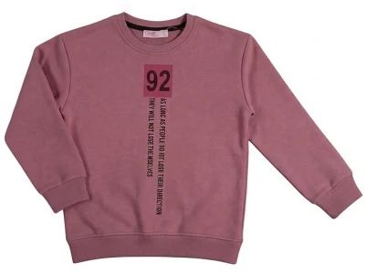 Toptan CMK 92 Baskılı 3 İp Şardonlu Kız Sweat  MÜRDÜM - Beniz Bebe