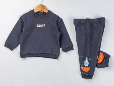 Toptan COMİX AHOY! Baskılı Erkek Bebek Takım - Toptan Çocuk Giyim Beniz Kids