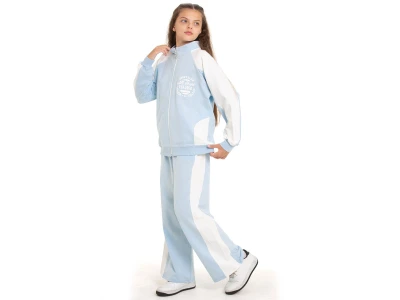 Toptan COOL KİDS All Stars Baskılı Hırkalı Kız Takım  Light Blue - Beniz Bebe