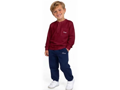 Toptan PALM LİFE Always Baskılı Erkek Takım  BORDO - Beniz Bebe
