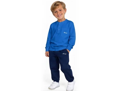 Toptan PALM LİFE Always Baskılı Erkek Takım  MAVİ - Beniz Bebe