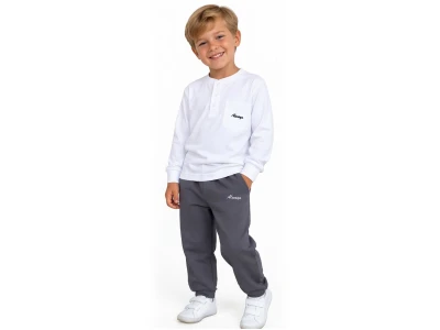Toptan PALM LİFE Always Baskılı Erkek Takım  BEYAZ - Beniz Bebe