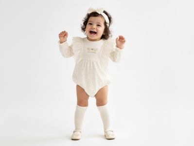 Angel Baskılı Kız Bebe Elbise 