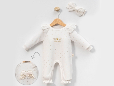 Angel Nakışlı Kız Bebe Tulum