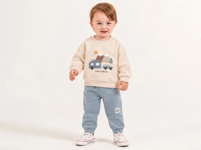 Toptan ÇITIR KİDS Araba Baskılı Şardonlu 3 İp Erkek Bebek Takım - Toptan Çocuk Giyim Beniz Kids