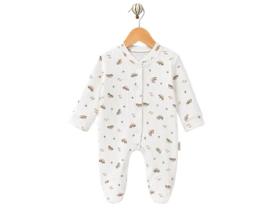Toptan SÜPERMİNİ  Araba Desenli Erkek Bebe Tulum Brown - Beniz Bebe