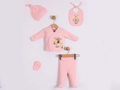 Arı Baskılı 5li Unisex Hastane Çıkışı Zıbın Seti