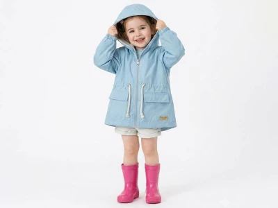 Toptan CRİSPY Armalı Cepli Kız Yağmurluk  - Toptan Çocuk Giyim Beniz Kids