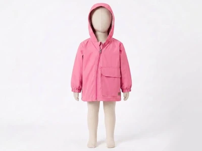 Toptan CRİSPY Armalı Cepli Kız Yağmurluk  PEMBE - Beniz Bebe