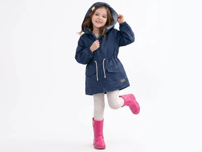 Toptan CRİSPY Armalı Cepli Kız Yağmurluk   - Toptan Çocuk Giyim Beniz Kids