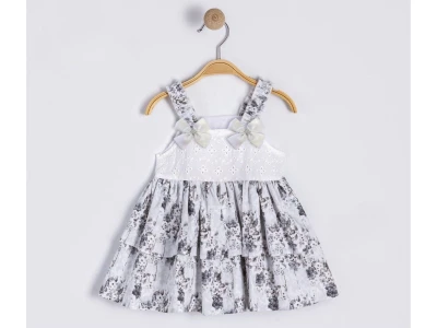 Askılı Fiyonk Detayli Kız Bebe Elbise