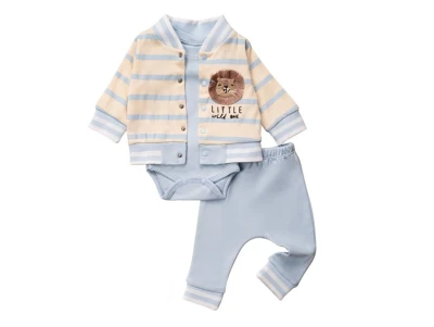 Toptan HOPY BABY Aslan Detay 3'lü Erkek Takım AÇIKMAVİ - Beniz Bebe